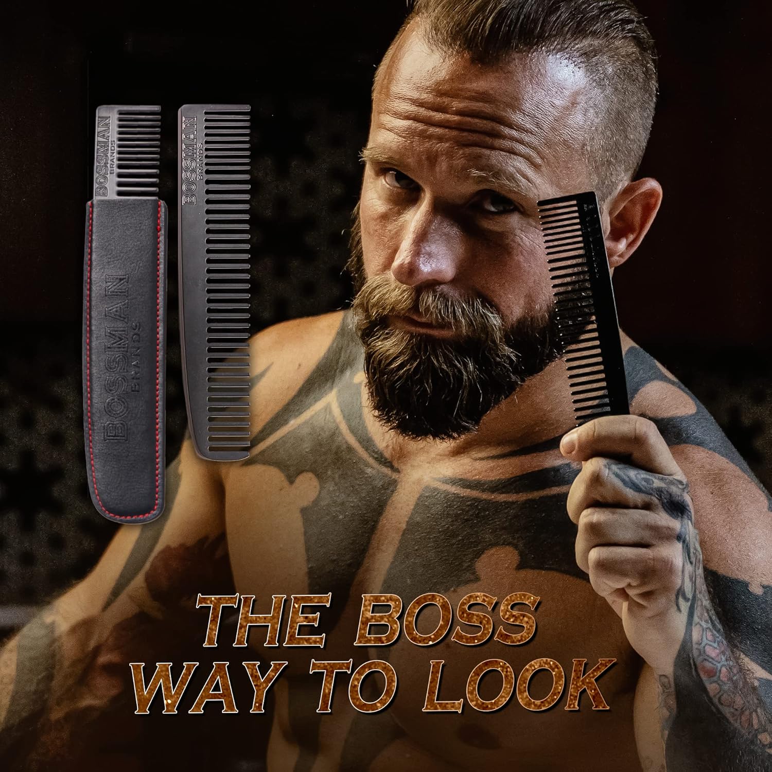 Bossman Metal Beard & Mustache Comb | Metal Beard Comb