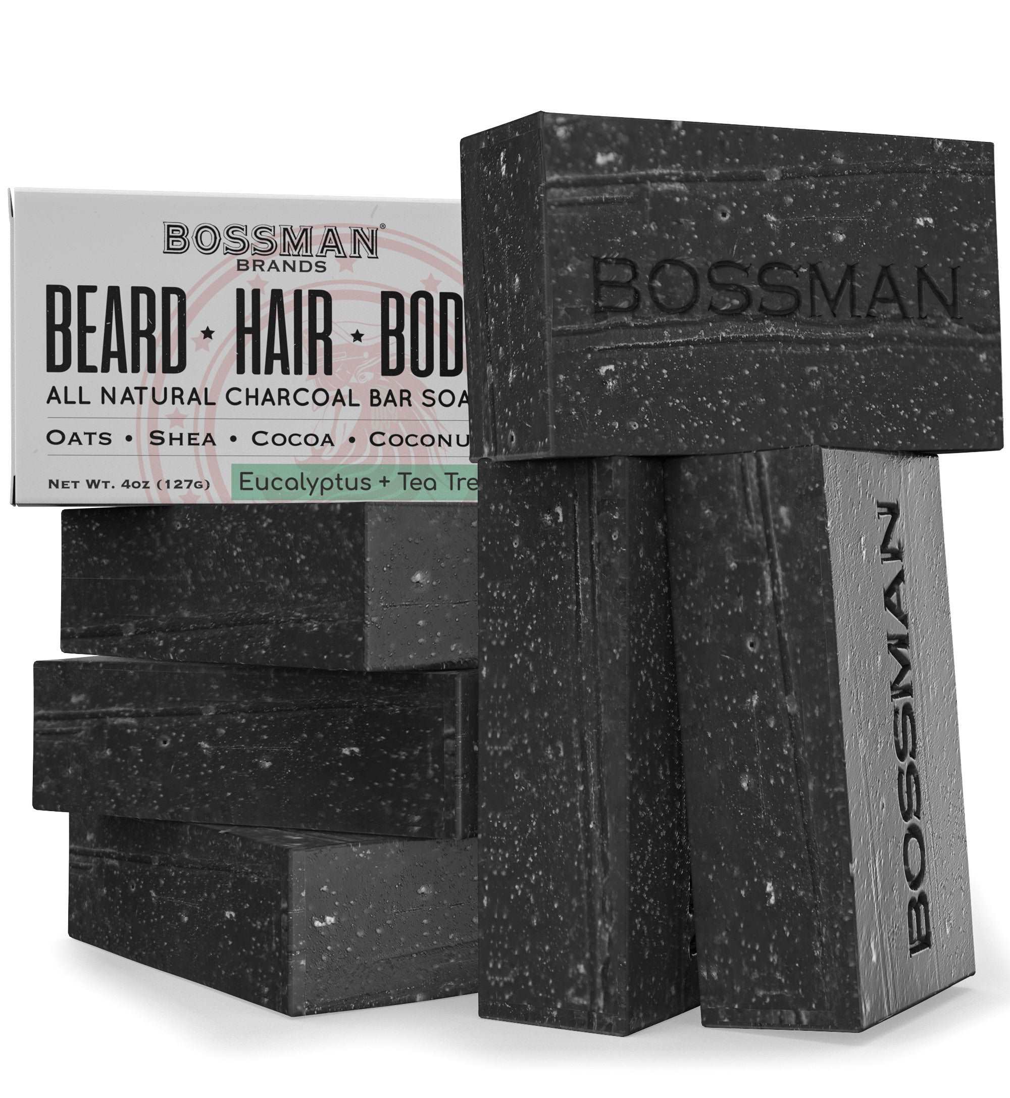 All Natural Exfoliating Beard, Hair & Body Bar Soap Bossman Brands