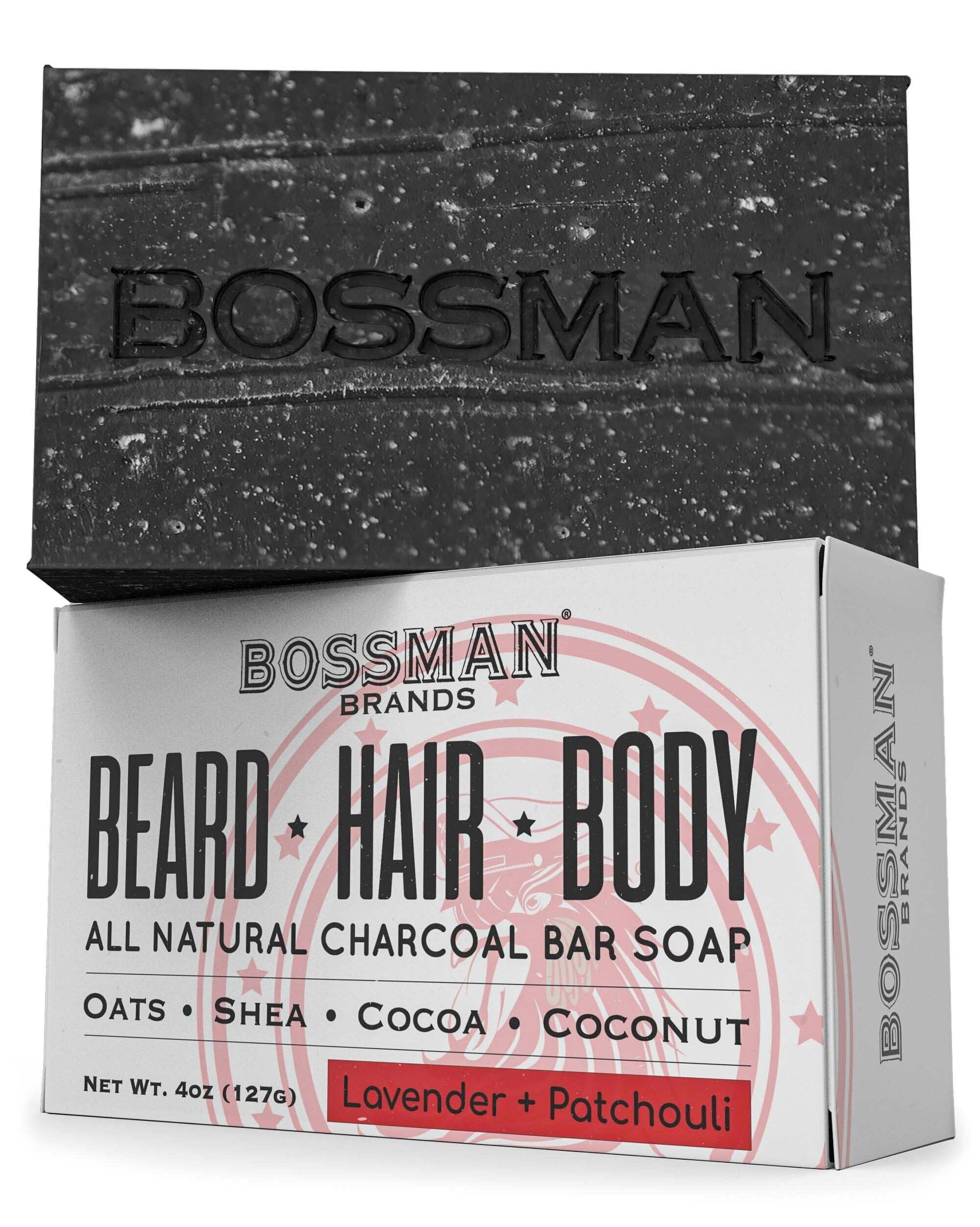 All Natural Exfoliating Beard, Hair & Body Bar Soap Bossman Brands