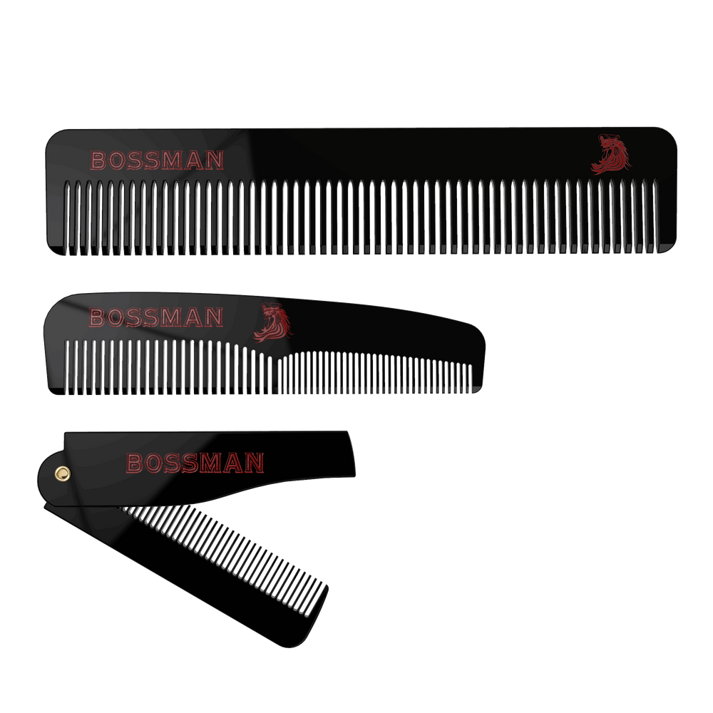 Bossman Set of 3 Acetate Beard, Mustache, Hair Combs Bossman Brands