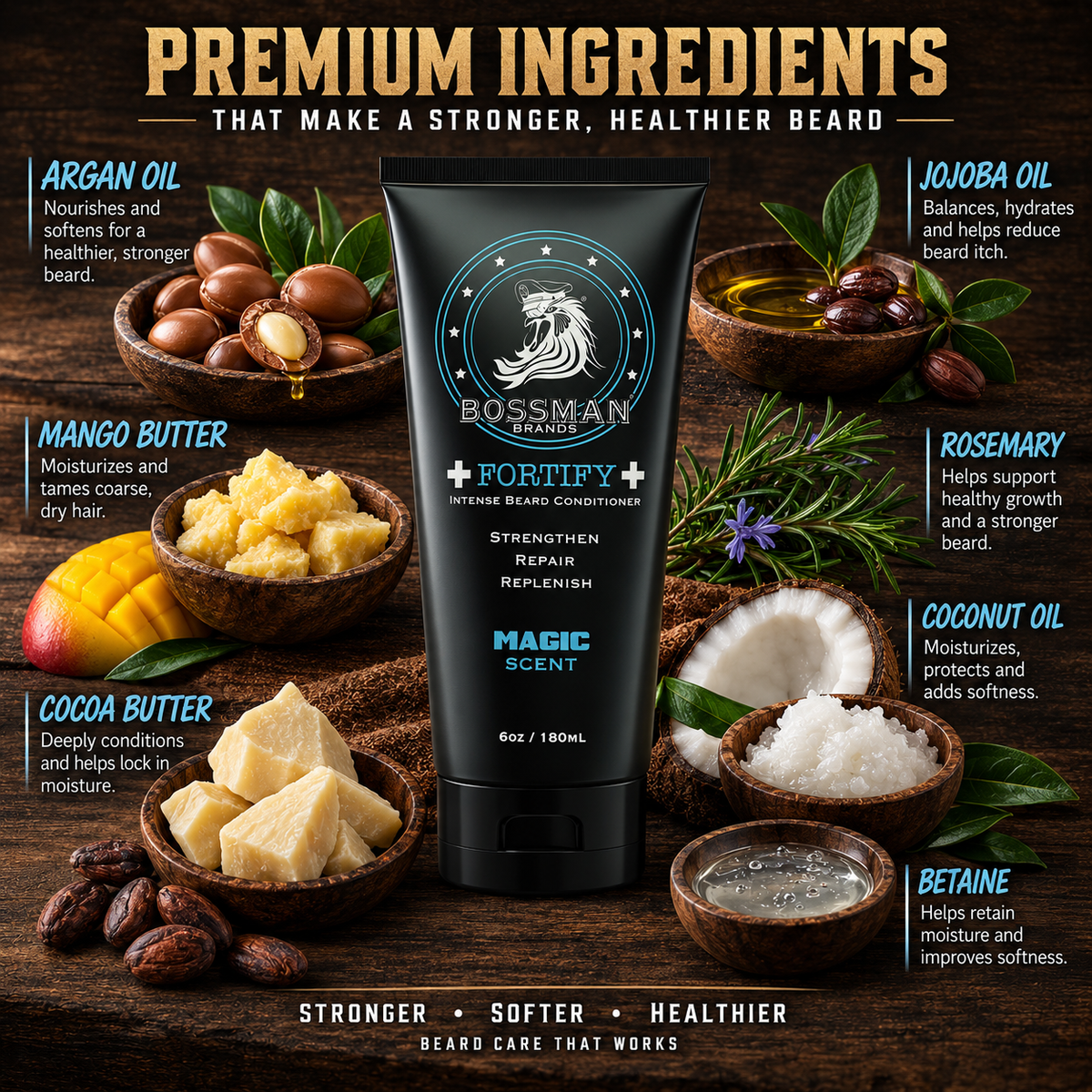 Fortify Intense Beard Conditioner, premium ingredients