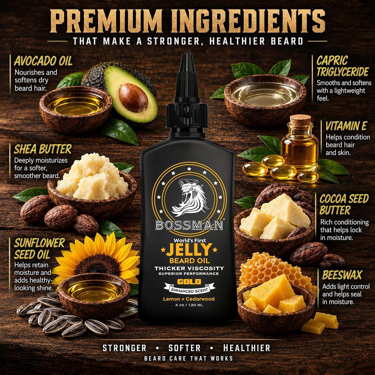 Jelly Beard Oil, Gold, premium ingredients#Scent_Gold
