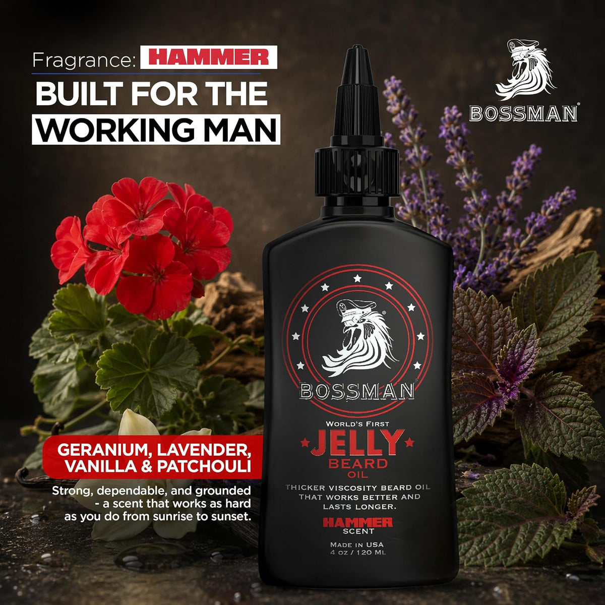 Jelly Beard Oil, Hammer, scent card, built for the working man#Scent_Hammer