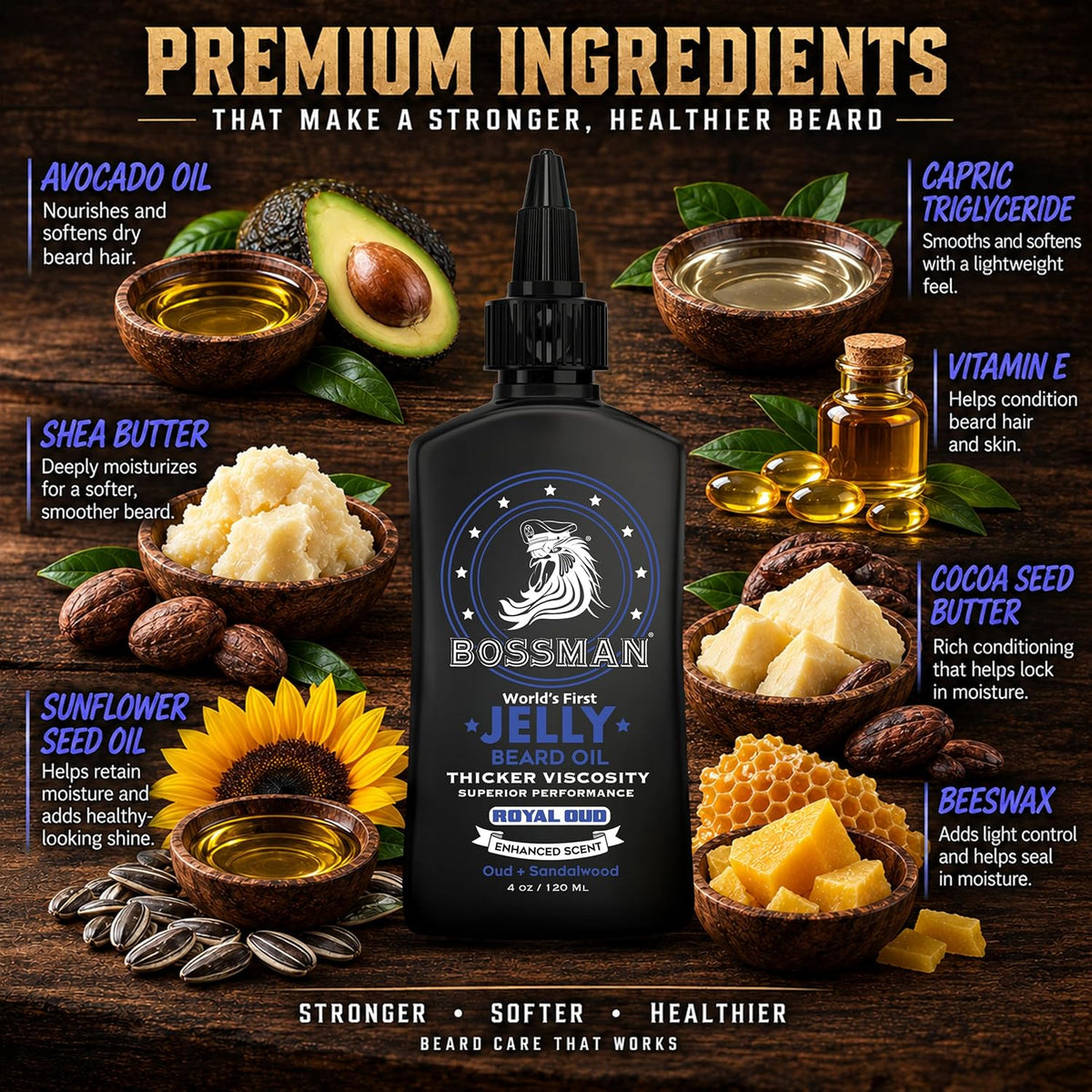 Jelly Beard Oil, Royal Oud, premium ingredients#Scent_Royal Oud