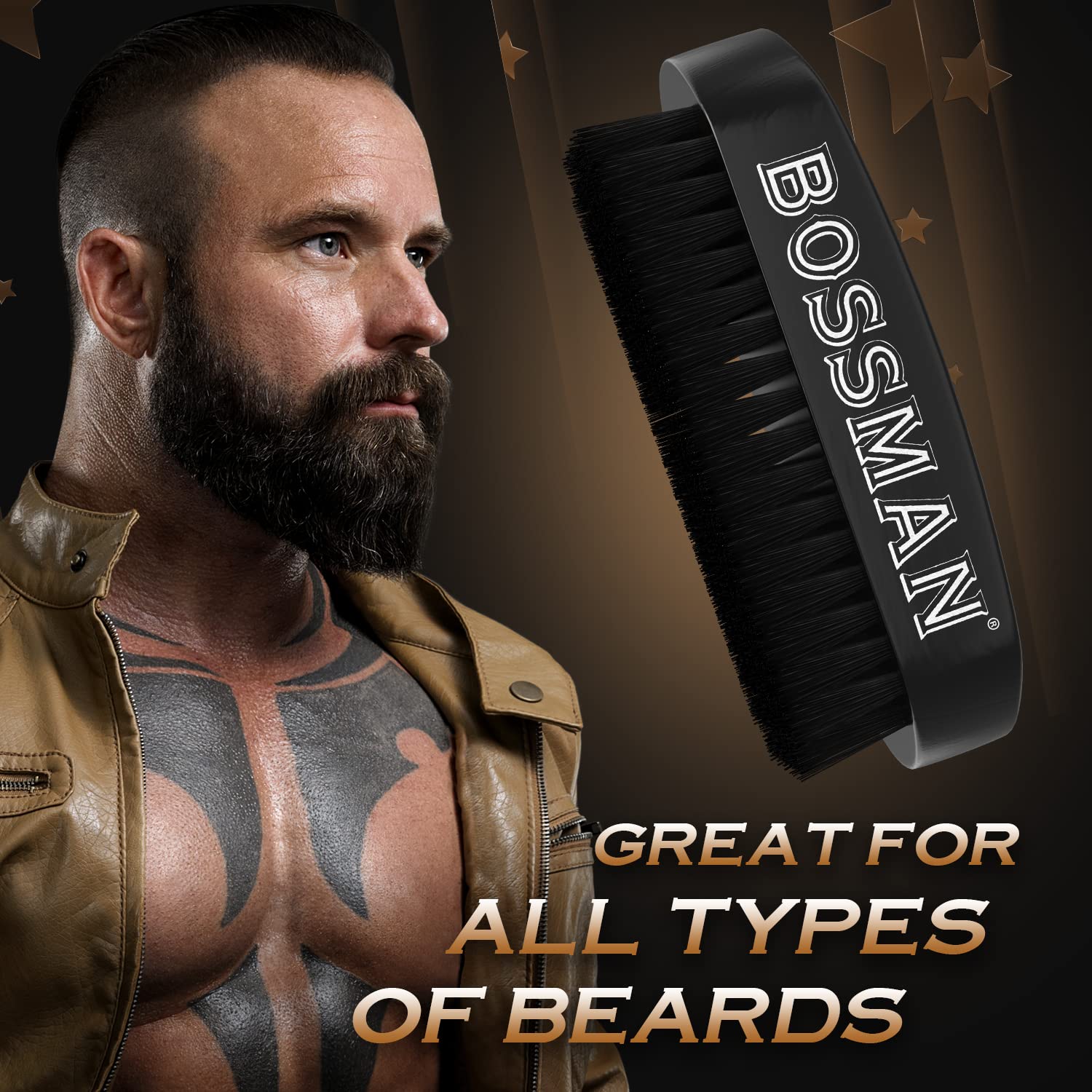 Bossman's Hand Held Boar & Nylon Bristle Brush