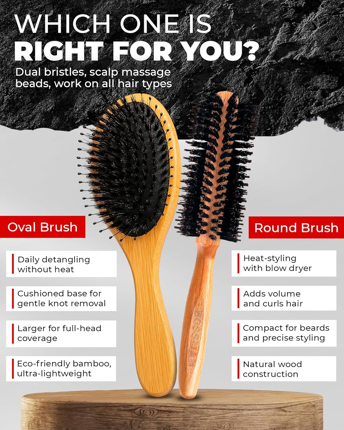 Round Brush | Round Boar & Nylon Bristle Brush