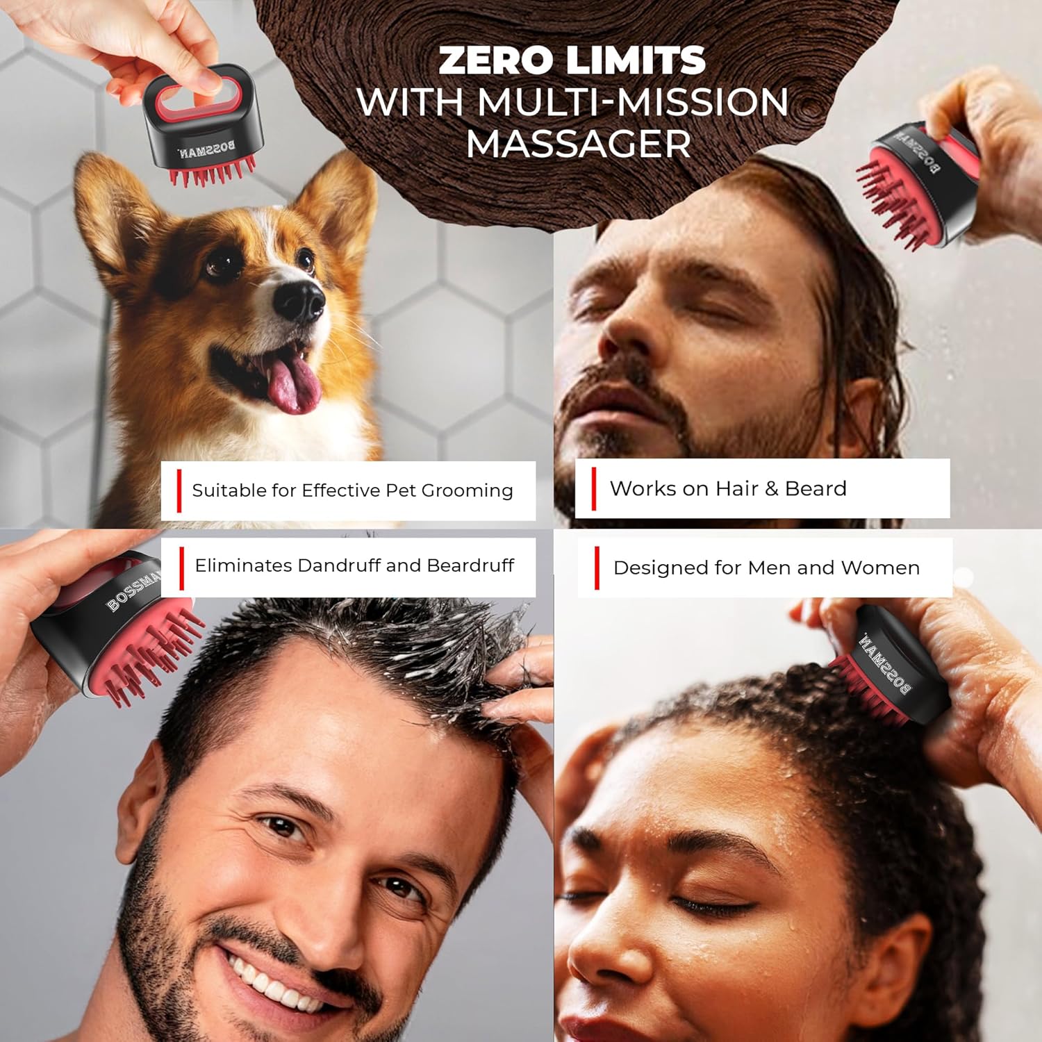 Bossman Titan Shower Scalp Massager.