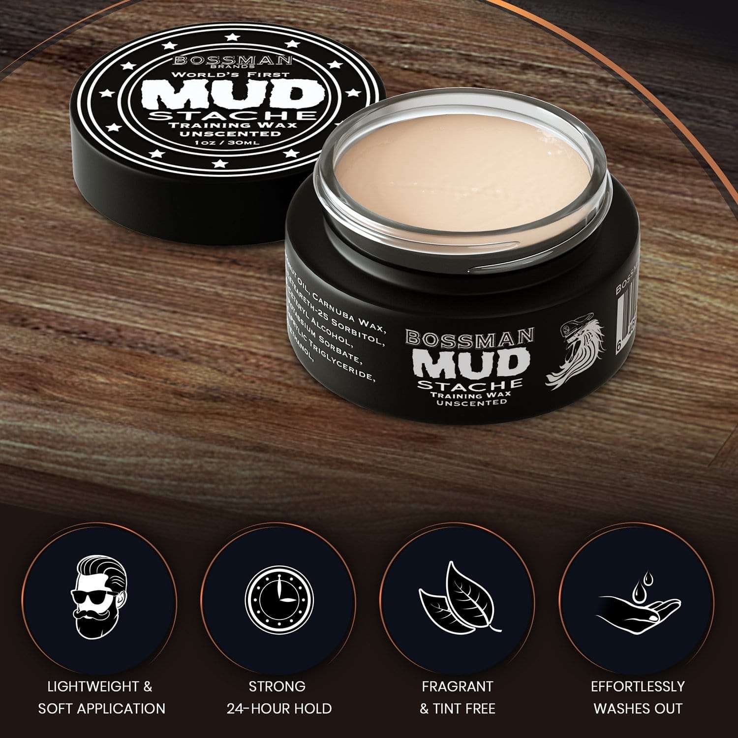 MUDstache® Mustache Training Wax Bossman Brands