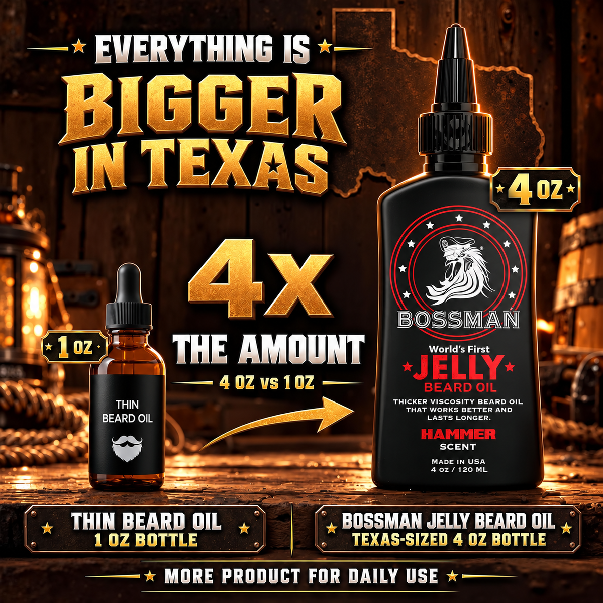 Jelly Beard Oil, Hammer, bigger in Texas, 4x the amount#Scent_Hammer