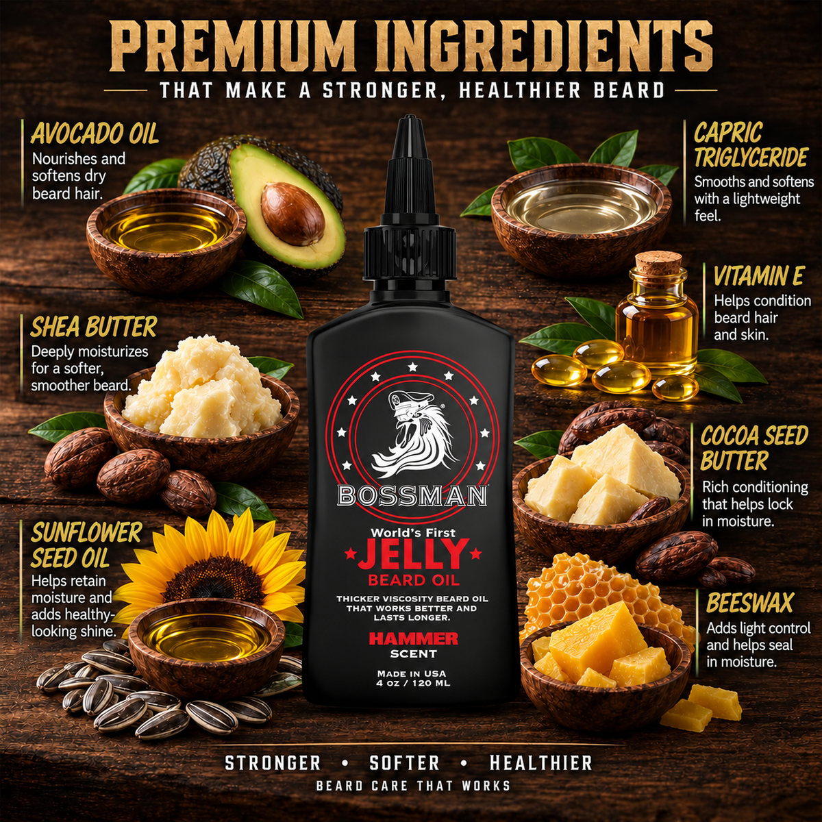 Jelly Beard Oil, Hammer, premium ingredients#Scent_Hammer