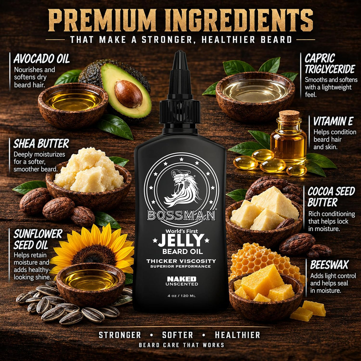 Jelly Beard Oil, Naked, premium ingredients#Scent_Naked