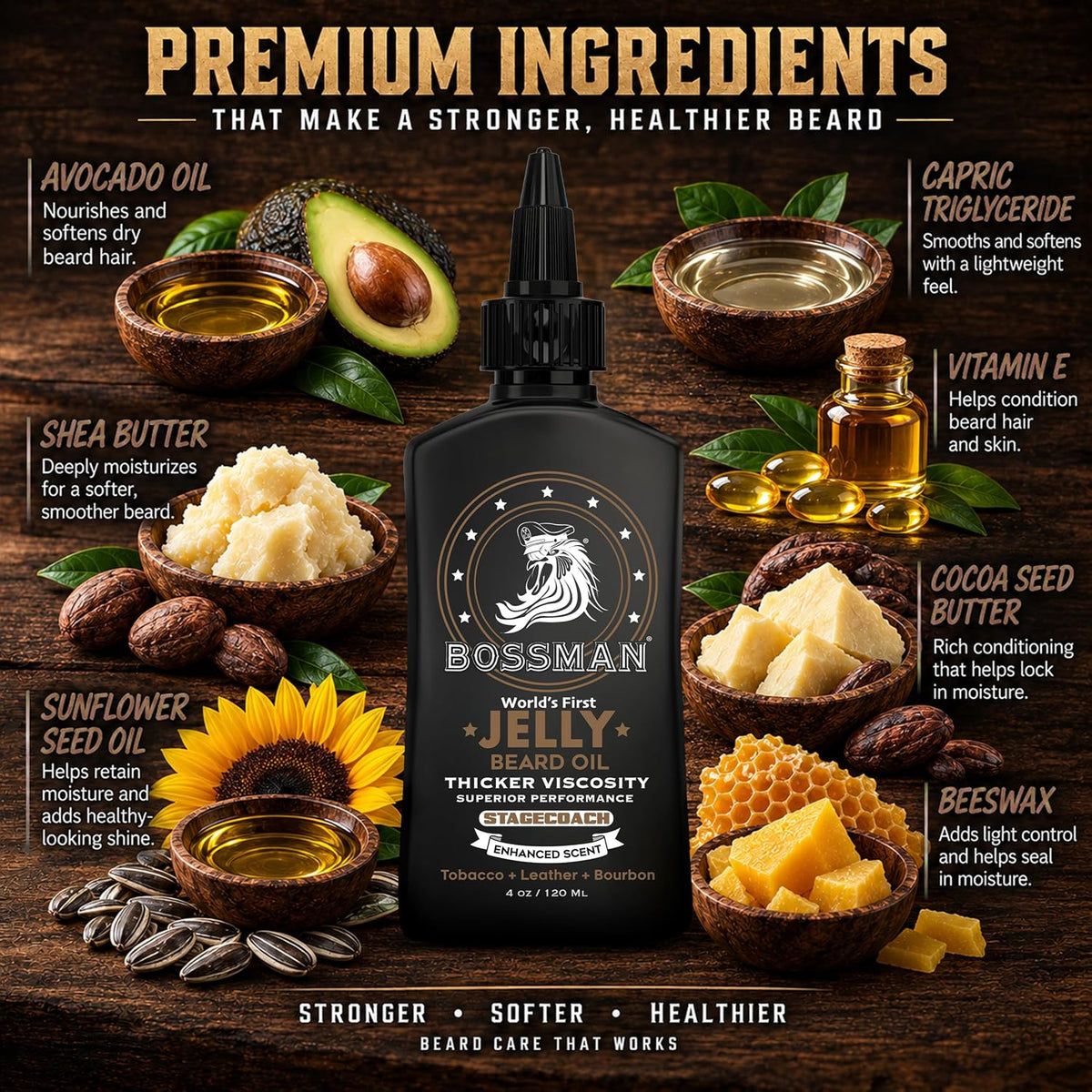 Jelly Beard Oil, Stagecoach, premium ingredients#Scent_Stagecoach