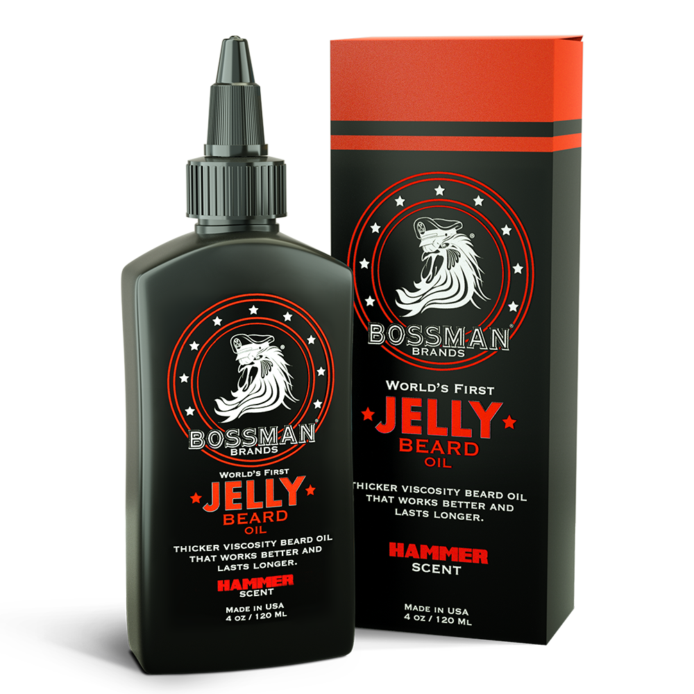 Jelly Beard Oil, Hammer, bottle and box#Scent_Hammer