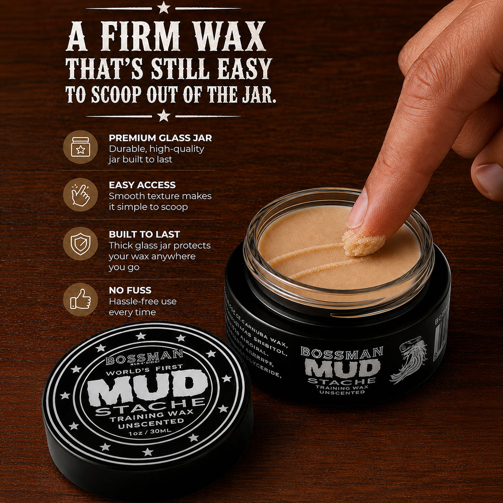 MUDstache Training Wax, a firm wax that is still easy to scoop