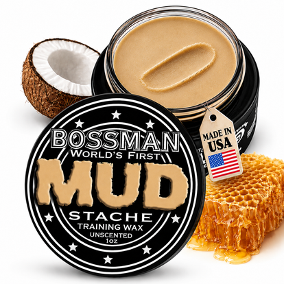 MUDstache Training Wax open jar with coconut and honeycomb